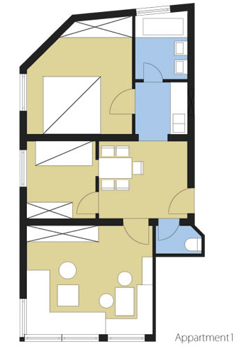 Grundriss Apartment 1